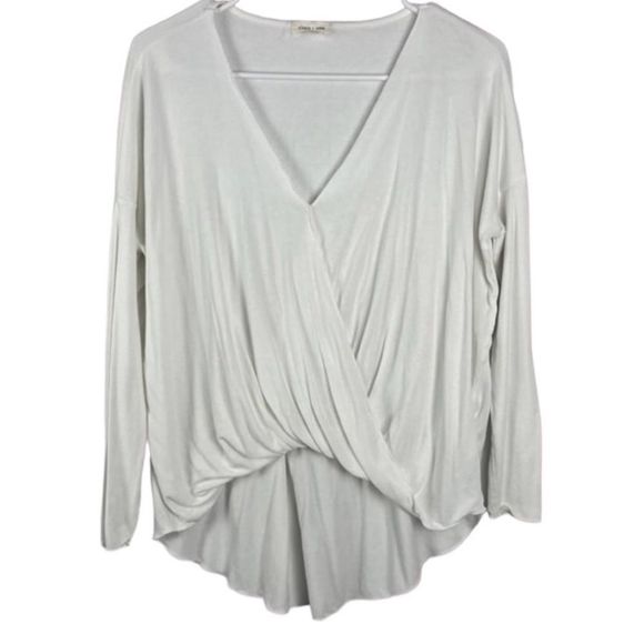 UO Silence + Noise White Womens Wrap Cross Front Tunic Long Sleeve Top Size M - Picture 3 of 10